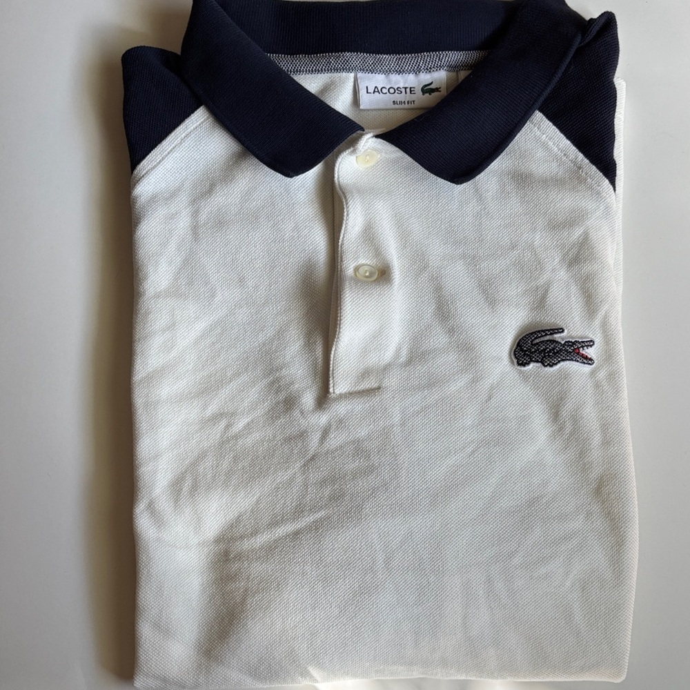 Lacoste White Polo with Navy Accents